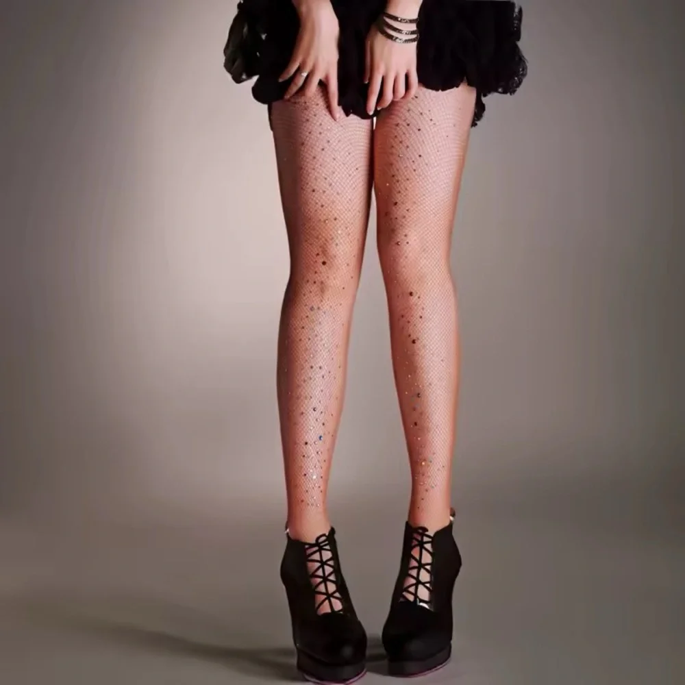 NWT Fishnet stockings with Multicolor Rhinestones